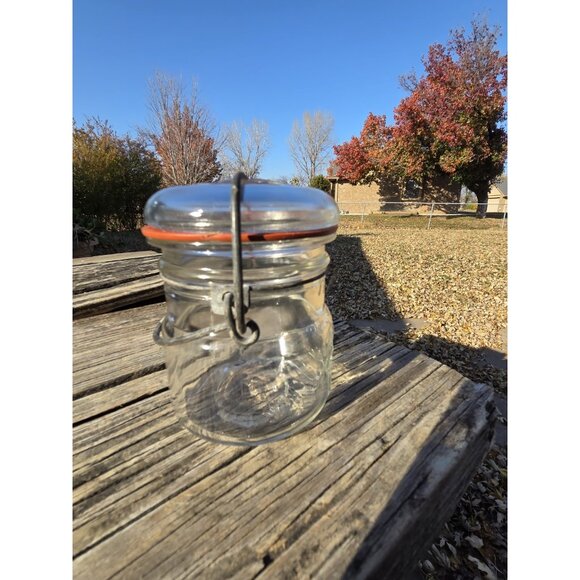 Vintage 1/2 Pint Ball Ideal Clear Glass Canning Jar with Lid and Wire Bail - Picture 4 of 10